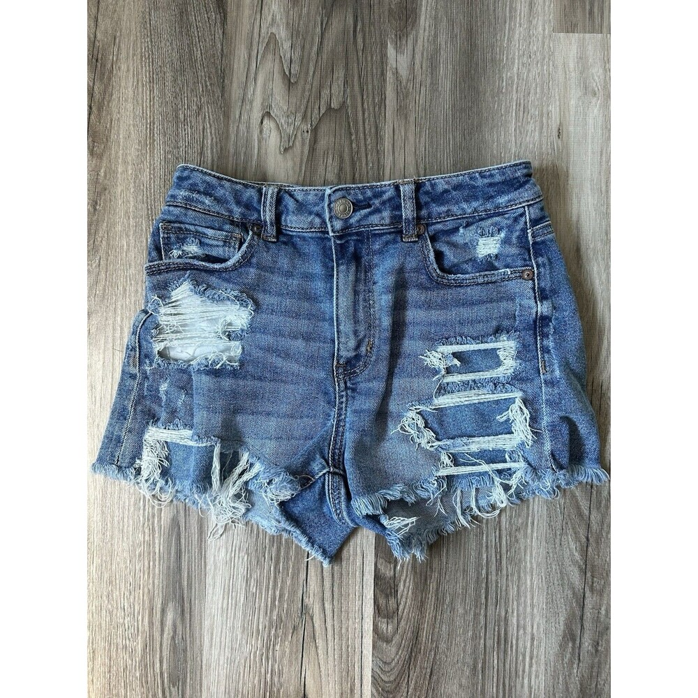 American Eagle Ripped High Waisted Stretch Mom Shorts Size 2 Y2K